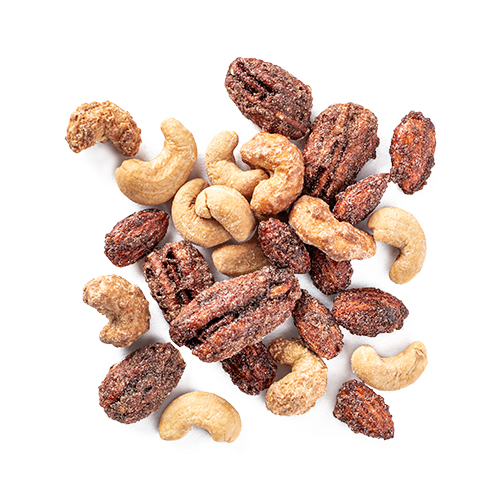 cmon cinnamon: dry roasted almonds, dry roasted cashews, dry roasted pecans snack mix